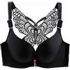 ZESLIV Reggiseno Brassiere con Ricamo a Farfalla Apertura Frontale Chiusura 120E Nero Donna Bralette Senza Ferretto Taglie Forti Push up Reggiseni