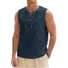 TOMEEK Canottiera Uomo Cotone Canottiera Estate Senza Maniche Maglietta Uomo Smanicato Casual Tank Top Leggero Stile Spiaggia Hippie,Marineblau,XL