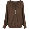 Emma & Giovanni - Top con Mezza Zip Top Oversize - Donna (Cioccolato, M-L)