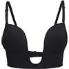 XFSRG RReggiseno Schienale Scoperta da Donna Bra a Forma di U Senza Ferretto Push up Bralette Profondo Scollo a V Senza Cuciture Removibile Imbottita Biancheria Intima (Nero/B)