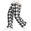 Generic Pantaloni Pigiama Uomo Cotone Lungo da Casa a Quadri Leggero Traspirante con Tasche Notte Stampa Quadretti Bianco e Nero Scacchi #i417