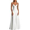 Generico Abito da Sera Donna Elegante Senza Maniche con Scollo a V Spaghetti Strap e Spacco Alto con Volant Abito Cerimonia Donna Cocktail Party Corsetto Fit per Abiti da Sera e Feste