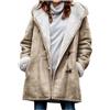 KHIRVWL Parka Cappotto da Donna Moda Tinta Unita in Pile Giacca Invernale Lunga con Cappuccio Plus Size Giacca Invernale Foderata a Maniche Lunghe Giacca Elegante Cardigan Alla Moda