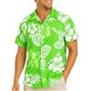 King Kameha Camicia Hawaiana Uomo a Maniche Corte con Motivo Ibisco e Foglie Tropicali