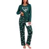 Uniexcosm Pigiama Donna Cotone Maniche Lunghe | Pigiama donna in 95% cotone e 5% elastan, con maglia a maniche lunghe e pantaloni lunghi, ideale per casa e notte