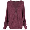 Emma & Giovanni - Top con Mezza Zip Top Oversize - Donna (Bordeaux, M-L)
