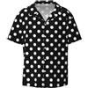 Uusnwaa Camicia da uomo casual elegante a maniche corte abbottonatura nera e bianca a pois camicia da spiaggia vacanze estive top con tasca, Nero , M
