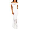 Toocool - Vestito Donna Lungo Abito Sirena Inserti Pizzo Aderente Elegante Nuovo DL-2093 [L,Bianco]