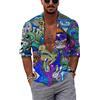 kewing Camicia da Uomo con Stampa Floreale retrò con Teschio Gotico, Camicia a Maniche Lunghe abbottonata, Top da Spiaggia per Feste di Vacanza