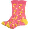 LYF STILE 1 paio di calzini divertenti con design a forma di banane e frutta, in misto cotone, regalo di Natale, da uomo e donna, taglia 38-46, Rosa e giallo., Taglia unica