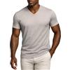 Leif Nelson Maglietta da uomo con scollo a V, slim fit, basic in cotone, a maniche corte, da uomo, per tutti i giorni e il tempo libero, grigio., M