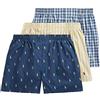 Polo Ralph Lauren Men's Classic Fit Cotton Woven Boxers 3-Pack, Navy/Yellow, Stripe/Navy, Plaid/Yellow-3 Pack, XX-Large