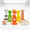 MFMEXUL Gioco Bowling Bambini Palla Birilli Lancio Anelli Kit Educativo in Legno E Corda di Cotone Promuove Sviluppo E Abilità Manuali Resistente E Sicuro