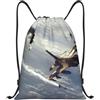 Pidgazdfgv Zaino con coulisse per aeromobili Sport Palestra Sackpack Tasche in rete Borsa a corda resistente all'acqua Donna Uomo, Nero , S, Classico