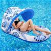 Aloskart Amaca Galleggiante Tettoia, 140x90cm, Portabicchieri, Gonfiabile | Tettoia parasole, seduta in rete, 2 portabicchieri, PVC rinforzato, compatta, leggera, per piscina, mare e relax