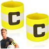 KOMBIUDA Fascia Giallo Pezzi Elastico in Nailon 2 Calcio da Capitano Chiusura a Strappo per Allenamento e Partite Sportive di Squadra