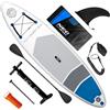 Neo-Sport Tavola SUP gonfiabile per paddle con pompa a mano zaino acquasurf 320 x 84 x 15 cm bianco blu grigio