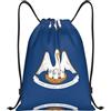 Pidgazdfgv Louisiana State Flag Zaino con coulisse Sport Palestra Sackpack Tasche in rete Resistente all'acqua Borsa a corda Donne Uomini, Nero , S, Classico