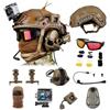 cuguoe Kit casco tattico, occhiali, cuffie, luci e action cam | Set completo di casco regolabile con occhiali, luci for cuffie e supporto for action camera