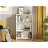 Dmora Libreria Ketora 70x25x108h cm Bianco Opaco 2 Ripiani Installazione a Terra, Biblioteca Sfumatura Colore Struttura Opaco