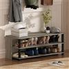 Furinno TURN-N-TUBE - Scarpiera a 3 ripiani, compatta con ripiani aperti, 39,37 x 104,39 x 40,13 cm, per armadio, ingresso, ufficio, garage, rovere francese/nero