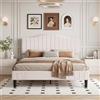 VECELO Letto matrimoniale imbottito 140 x 190 cm, tessuto Teddy caldo con testiera regolabile, supporto a doghe in legno solido, moderno, senza rumore, beige