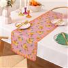 furn. Oranges Table Runner Da Tavolo - Lavabile A Righe Frutti Mediterranei Ad Asciugatura Rapida Decorazione Da Tavolo (Rosa - 220x35cm)