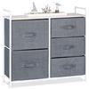 Relaxdays 10023328_530 Mobiletto con 5 Cassetti, Mobile Cassettiera, HLP 77,5x83x29 cm, Tessuto, Metallo, Legno, Grigio