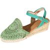 Generic Espadrillas da donna con zeppa in pizzo all'uncinetto, cinturino alla caviglia, punta aperta, tacco alto, scarpe estive da passeggio, eleganti scarpe da festa da donna, F1 Verde, 39 EU