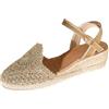 Generic Espadrillas da donna con zeppa in pizzo all'uncinetto, cinturino alla caviglia, punta aperta, tacco alto, scarpe estive da passeggio, eleganti scarpe da festa da donna, F1 Oro, 38 EU