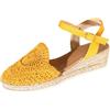 Generic Espadrillas da donna con zeppa in pizzo all'uncinetto, cinturino alla caviglia, punta aperta, tacco alto, scarpe estive da passeggio, eleganti scarpe da festa da donna, F1 Giallo, 37.5 EU