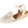 Generic Espadrillas da donna con zeppa in pizzo all'uncinetto, cinturino alla caviglia, punta aperta, tacco alto, scarpe estive da passeggio, eleganti scarpe da festa da donna, F1 Bianco, 36.5 EU