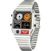 MASTOP Orologio analogico digitale quadrato in stile retrò con display della temperatura, 3 fusi orari, retroilluminazione luminosa, impermeabile fino a 50 m, sveglia, cronometro, settimana/data