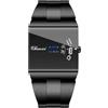 Gosasa Orologio quadrato per gli uomini, quadrante blu dello specchio | Quadrante rettangolare blu a specchio con un unico display dell'ora, cinturino in metallo lucido e stile moderno per ufficio