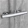Auralum Miscelatore Termostatico Doccia con 2 Uscite, Attacco Standard Europeo G1/2, Distanza Installazione 150mm±10mm, Miscelatore Doccia Esterno con Deviatore, Forma Cilindro, Finitura Cromata