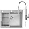 CECIPA 60x49 cm Lavello Cucina 1 Vasca con Arco Rubinetto Cucina Molla