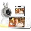 YESIMOM Baby Monitor, Versione Aggiornata 2K Telecamera Bambini con Monitor 5'' IPS Schermo, Controllo Tramite APP Mobile & Monitor, 360°PTZ, 3000mAh Batteria Ricaricabile, AI Intelligente