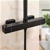 Auralum Miscelatore Termostatico Doccia con 2 Uscite, Attacco Standard Europeo G1/2, Distanza Installazione 150mm±10mm, Miscelatore Doccia Esterno Nero, Rubinetto Doccia da Muro Forma Rettangolare