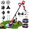 denqir Decespugliatore a Batteria, Tagliabordi a Batteria 30 cm con Motore Anteriore Brushless, 2 x 3000mAh, 20000 Giri/min, 4 Lame, Asta Regolabile, per Prato, Erba Alta, Bordi e Giardino