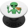Alien Extraterrestrial Sci-Fi UFO Space Alien Mangiare Pizza Pace Segno Verde Alieno Extraterrestre PopSockets PopGrip Adesivo