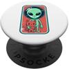Alien Extraterrestrial Sci-Fi UFO Space Alien Head Cat Amante Strano Extraterrestre UFO Spazio PopSockets PopGrip Adesivo
