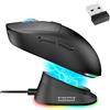 AKUMA Otaku M06 WL - Mouse da gaming wireless - 2,4 GHz + Bluetooth 5.0, sensore ottico ad alta precisione 7200 DPI, RGB personalizzabile, batteria ricaricabile, dock di ricarica RGB - compatibile con