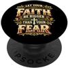 Faith Bigger Than Fear Christian Encoura Let Your Faith Be Bigger Than Fear Christian Cross Citazione PopSockets PopGrip Adesivo