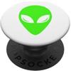 Alien Extraterrestrial Sci-Fi UFO Space Verde Alien Face UFO Extraterrestre Alien Head Bambini Ragazzi PopSockets PopGrip Adesivo
