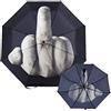 TinaWood Ombrello pieghevole divertente con dita intermedie regalo creativo per uomo/donna (nero (Middle Finger Pattern))