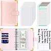 Hnogri Raccoglitore per bilancio con buste con cerniera, formato A6, per risparmiare denaro, per budget, in pelle PU, organizer per banconote, portafoglio floreale da donna.