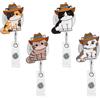 Penitue 4pz Porta Badge a Forma di Gatto da Cowboy, Adorabile Porta Badge da Infermiere Gatto con Clip a Coccodrillo Accessori per Targhette Identificative per Infermieri Studenti Insegnanti