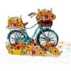 REMOtech Biglietto pop-up 3D, vintage con cesto di fiori, biglietto d'auguri fatto a mano