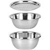 Tomotato Set di Ciotole per Grattugia Multiuso, Grattugia in Acciaio Inox in Tre Pezzi, Perfetta per Affettare, Lavare Frutta e Verdura, Filtrare L'acqua