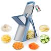 Goeasyoii Affettatrice Professionale Mandolina di Verdure, Affettatrice Manuale Verticale con Lame in Acciaio Inox, Spessore Regolabile per Patate Cipolle, Tritaverdure Multifunzionale per Cucina (Blu)